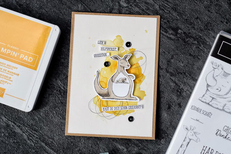 Stampin Up Wild auf Grüße Gut gesagt Stempelnd durchs Jahr Seidenglanz Grußkarte Mangogelb Aquapainter