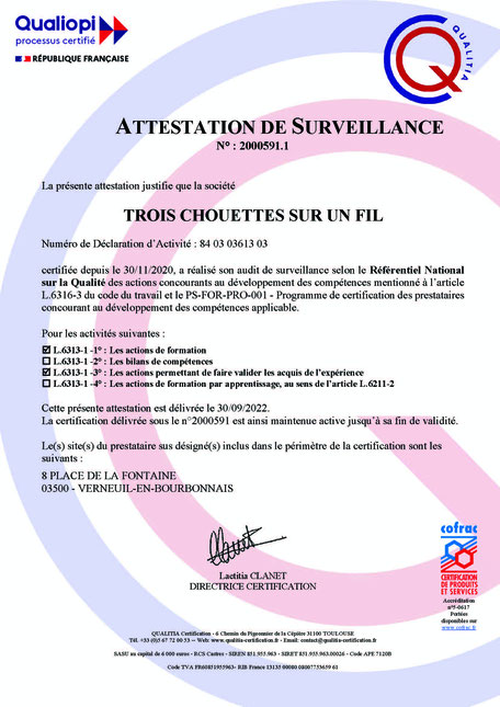 Certificat Qualiopi