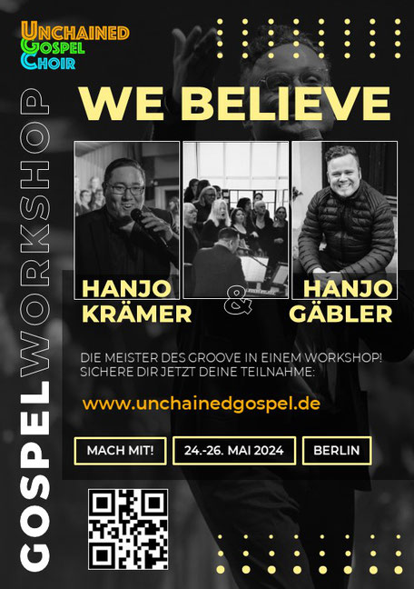 Flyer zum Workshop mit einem Bild von Hanjo Krämer und einem Bild von Hanjo Gäbler