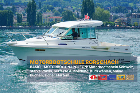 Schulungsjacht Napoléon – Motorbootschule Rorschach: Professionelle Motorbootausbildung (A-Schein) auf dem Bodensee, powered by HOZ