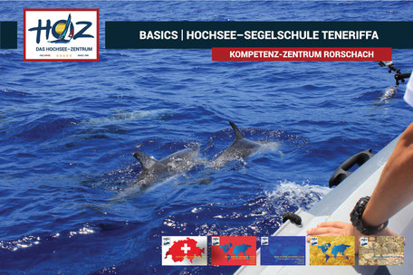 Segelkurs mit Delfinbegleitung bei der HOZ Hochsee-Segelschule Teneriffa – Kompetenz-Zentrum Rorschach für den Schweizer Segelschein.