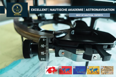 Sextant auf Seekarte – EXCELLENT Astronavigationskurs der Nautischen Akademie Schweiz, präzise Navigation mit Himmelskörpern an Bord.