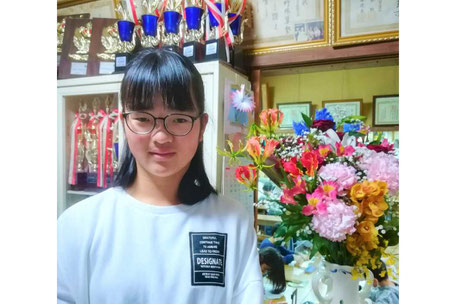 会長賞受賞の斉藤志穂さん(東岐波中1)
