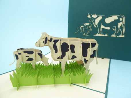 Carte pop-up vache laitière et son veau