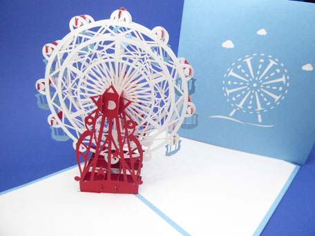 Carte pop-up grande roue de fête foraine 