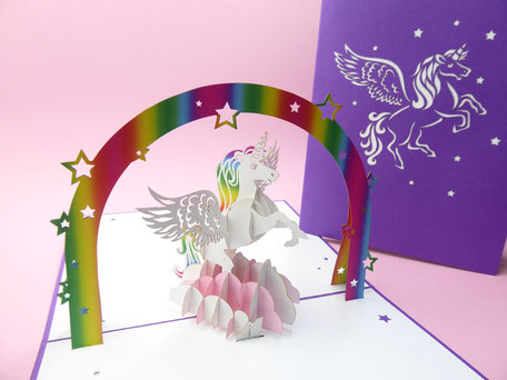 Carte pop-up licorne Pégase