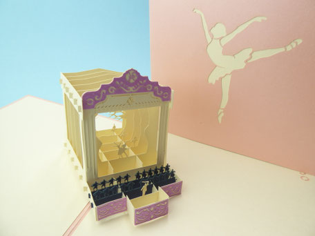 Carte pop-up danseuse classique pour anniversaire fille