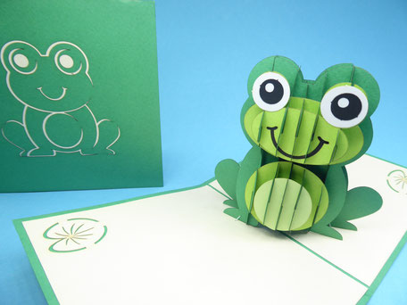 Carte pop-up grenouille - Carte kirigami grenouille