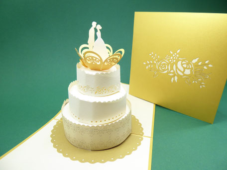 Carte pop-up pièce montée mariage félicitations et remerciement