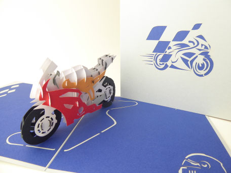 Carte pop-up moto sportive