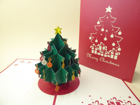 carte pop-up grand sapin de noël