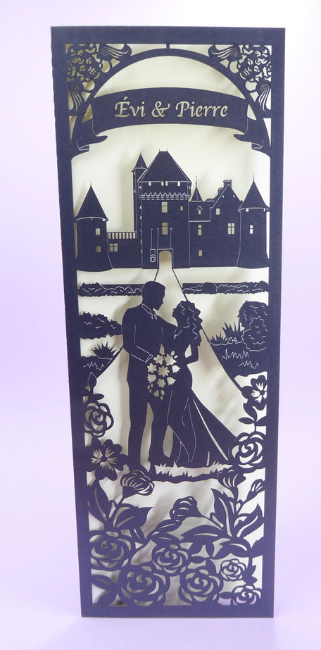 Faire-part mariage Château du Rivau et menu de mariage château du Rivau