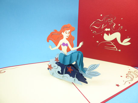 Carte pop-up sirène - carte kirigami sirène