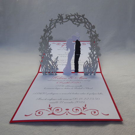 Faire-part Mariage Pop-Up personnalisé - Faire-part kirigami