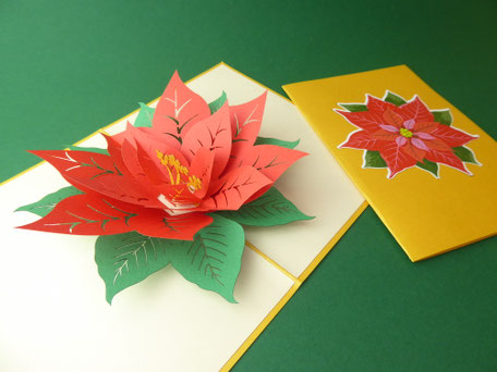 carte pop-up poinsettia fleur de noël
