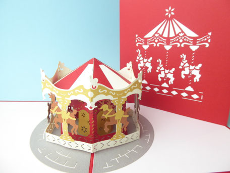 Carte pop-up manège de noël