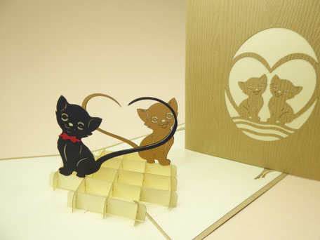 carte pop-up chats amoureux