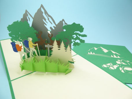 Carte pop-up Randonneurs en montagne 