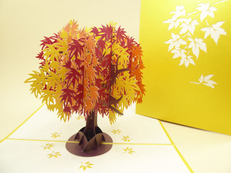 Carte pop-up arbre feuillage d'automne érable