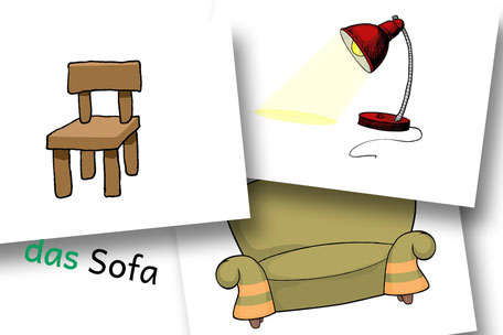 Spiele mit Bildkarten zur Sprachförderung Möbel