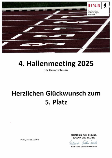 Urkunde 5. Platz