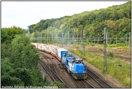 CFL Cargo 1581 und 1582 mit einem KLV Mars Zug in Saarbrücken, 15.08.2018 