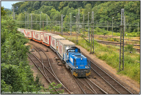 CFL Cargo 1582 mit einem KLV Mars Zug in Saarbrücken, 21.07.2018 