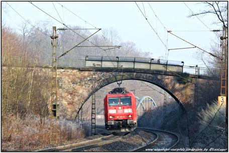 185 022-3 im Deutschmühlental in Saarbrücken, 18.02.2018 