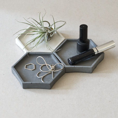 Concrete Hexagon Tray Set PASiNGA desk decor