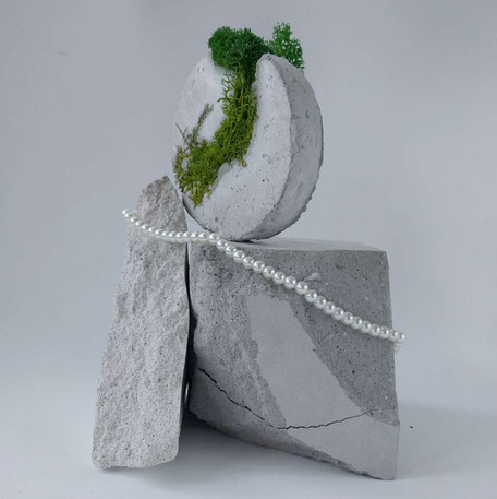 Unique Concrete Moss Photo Styling Prop Set M02 By PASiNGA