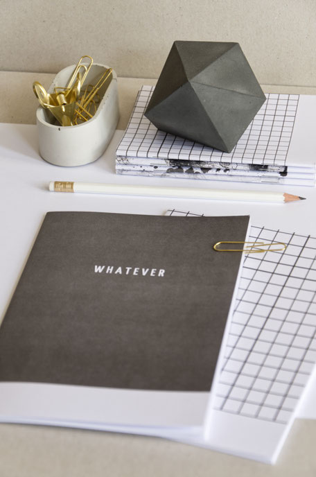 Concrete desk accent and recycled paper stationery by PASiNGA design