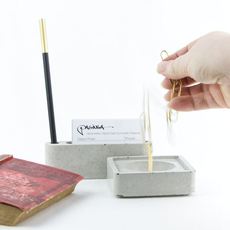 Concrete Business Card, Pen Stand and Catchall Tray Desk Organiser By PASiNGA
