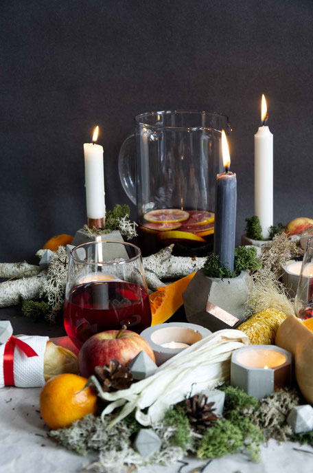 Thanksgiving tables cape design with concrete copper accents