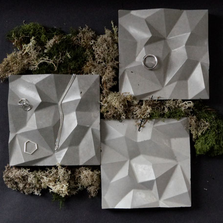 Geometric Concrete Mountain Tile By PASiNGA Design,  utilised as jewellery display