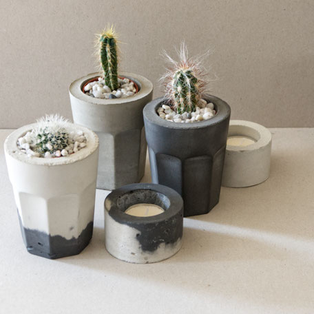 Concrete coffee glass cactus planter kit by PASiNGA and how to plant it