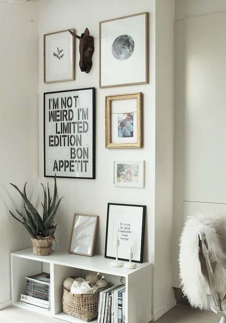 Scandinavian inspired art wall, image via myscandinavianhome