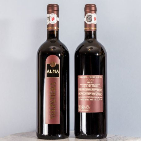 Alma DOC Kontrollierte Ursprungsbezeichnung - Aquileia, Friaul,Rebsorte: Refosco vom roten Stiel - Cabernet Sauvignon - Merlot Ausbau