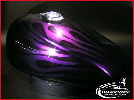 カスタムペイントバイク旧車,ゴーストペイント, ファイヤーパターン塗装
