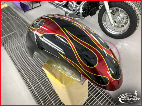バルカンVN400 VN400c 純正タンク　フレイムス塗装　ファイヤーパターン VN400 VN400c フレイムスファイヤーパターン塗装純正タンク