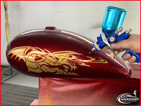 カスタムペイントバイク,ヤマハストライカー,キャンディーフレーク塗装