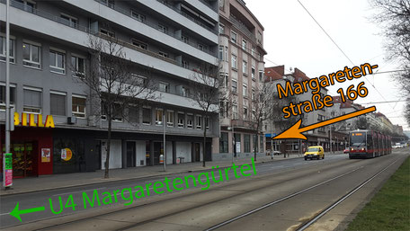 Wegbeschreibung zum Standort Margaretenstraße 166 ab U4 Margaretengürtel