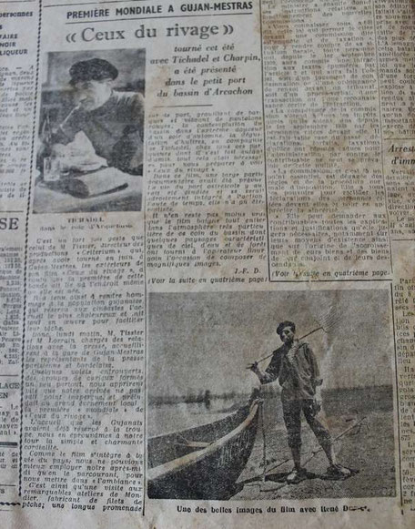 "Ceux du rivage", film tourné à Gujan-Mestras, présenté pour la première fois aux habitants, en octobre 1943.