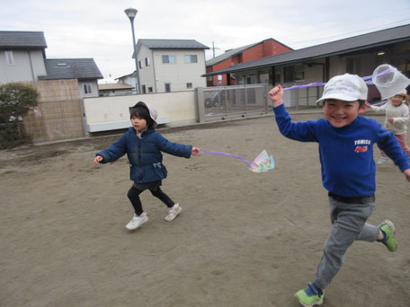 「上手に凧が上がったよ！」