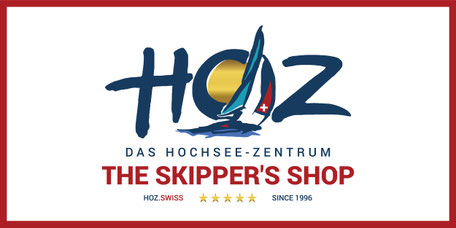 HOZ Hochseezentrum™ Logo mit Segelmotiv und Branding von The Skipper’s Shop™ – nautischer Fachshop seit 1996