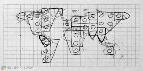 Dirks LEGO® Micro World Map from sketch to model