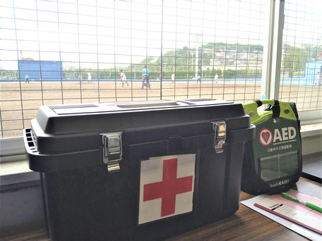 第76回北九州市中学校軟式野球大会において救護活動に従事しました。　　　【若松球場】（2023.7.15～17）