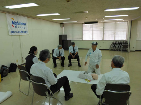 バス会社において救急法講習を行いました。【西鉄バス北九州】（2023.11.7）