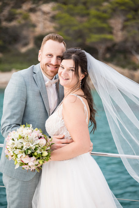 Hochzeitsfotograf Fincahochzeit Mallorca Katamaran