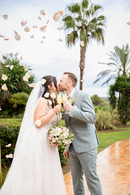 Hochzeitsfotograf Fincahochzeit Mallorca Sektempfang
