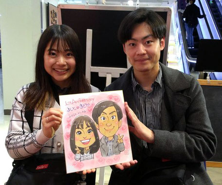 東京タワー　似顔絵チームタワーズ　色紙サイズの似顔絵